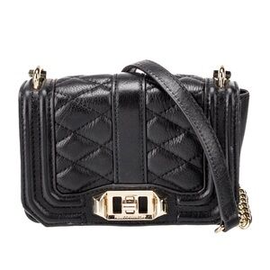 Rebecca Minkoff Black and Gold Mini Quilted Crossbody